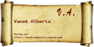 Vanek Alberta névjegykártya